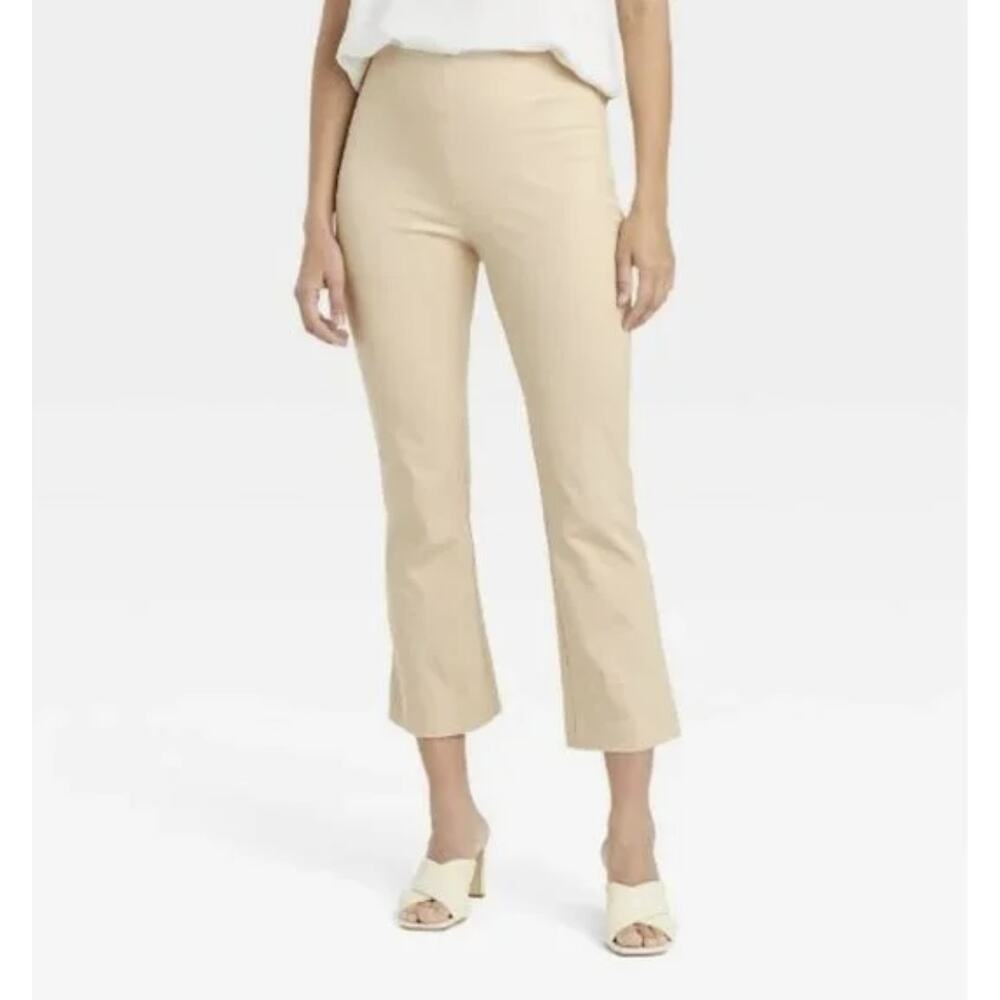 A New Day Kick Flare Highest Rise Fitted Hip & Thigh Tan Khaki Pants Size 12 NWT